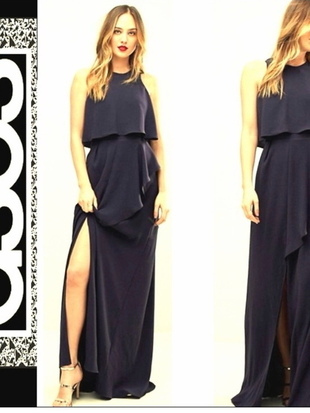 💙 ASOS Tiered Navy Layered / Ruffled Maxi Dress